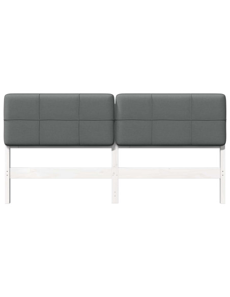 Testiera imbottita Bianco e grigio chiaro 180 cm Pino massello