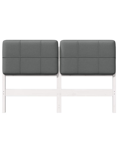 Testiera imbottita Bianco e grigio chiaro 150 cm Pino massello