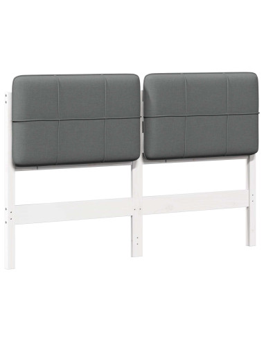 Testiera imbottita Bianco e grigio chiaro 140 cm Pino massello