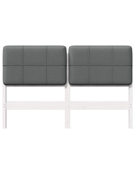 Testiera imbottita Bianco e grigio chiaro 140 cm Pino massello