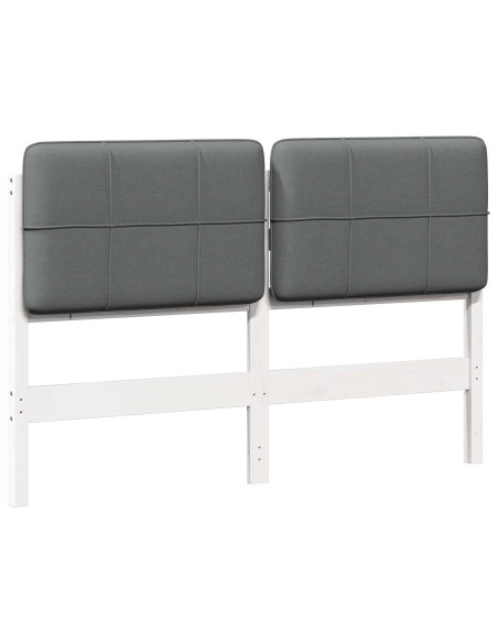 Testiera imbottita Bianco e grigio chiaro 135 cm Pino massello