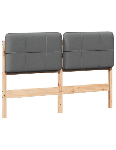 Testiera imbottita Marrone e Grigio Chiaro 120 cm Pino massello