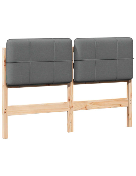 Testiera imbottita Marrone e Grigio Chiaro 120 cm Pino massello