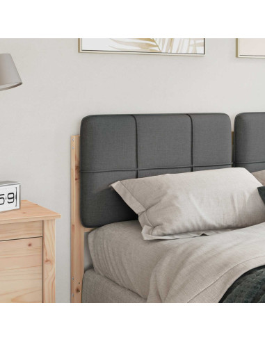 Testiera imbottita Marrone e Grigio Chiaro 120 cm Pino massello