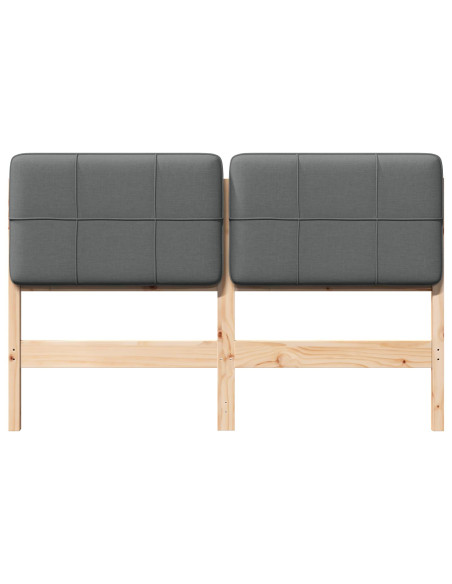 Testiera imbottita Marrone e Grigio Chiaro 120 cm Pino massello