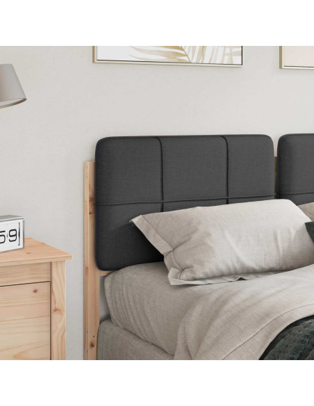 Testiera imbottita Marrone e grigio scuro 120 cm Pino massello