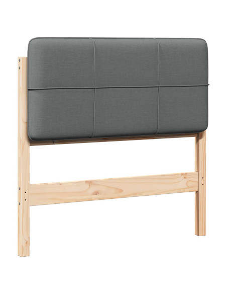 Testiera imbottita Marrone e Grigio Chiaro 100 cm Pino massello