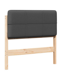 Testiera imbottita Marrone e grigio scuro 90 cm Pino massello 2