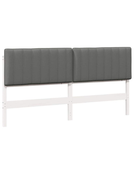 Testiera imbottita Bianco e grigio chiaro 200 cm Pino massello