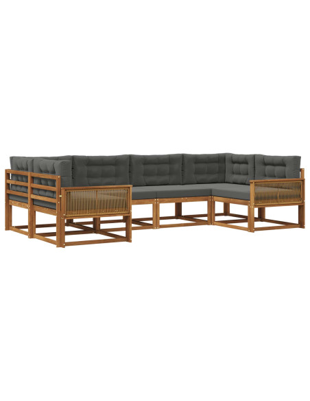 Set di divani da esterno con cuscino 6 pcs Naturale e Antracite
