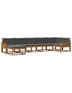 Set di divani da esterno con cuscino 7 pcs Naturale e Antracite