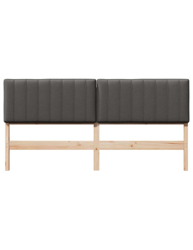 Testiera imbottita Marrone e grigio scuro 180 cm Pino massello