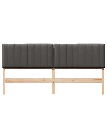 Testiera imbottita Marrone e grigio scuro 180 cm Pino massello