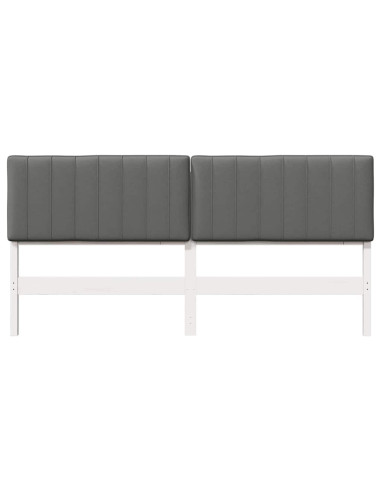 Testiera imbottita Bianco e grigio chiaro 180 cm Pino massello