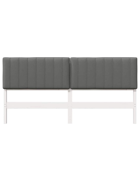 Testiera imbottita Bianco e grigio chiaro 180 cm Pino massello