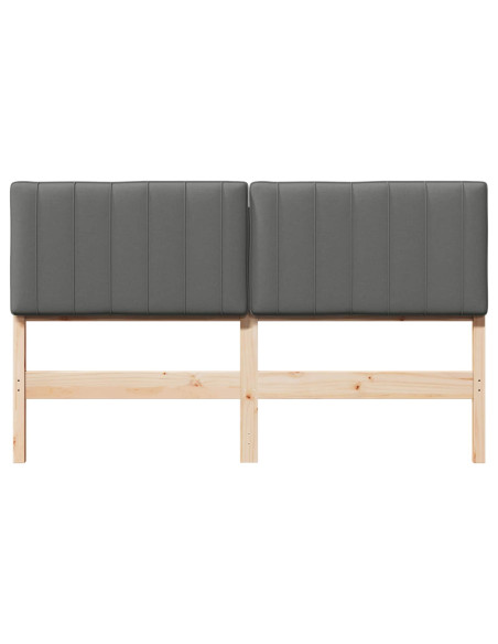 Testiera imbottita Marrone e Grigio Chiaro 160 cm Pino massello