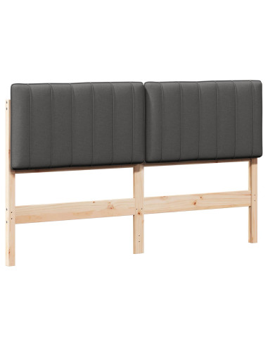 Testiera imbottita Marrone e grigio scuro 160 cm Pino massello