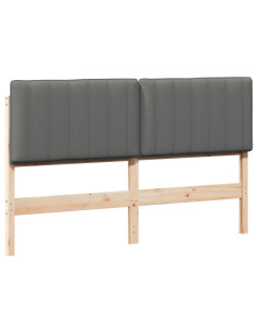 Testiera imbottita Marrone e Grigio Chiaro 150 cm Pino massello 2