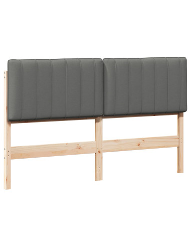 Testiera imbottita Marrone e Grigio Chiaro 150 cm Pino massello