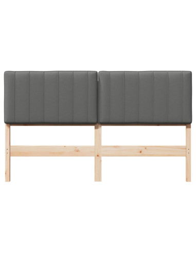 Testiera imbottita Marrone e Grigio Chiaro 150 cm Pino massello