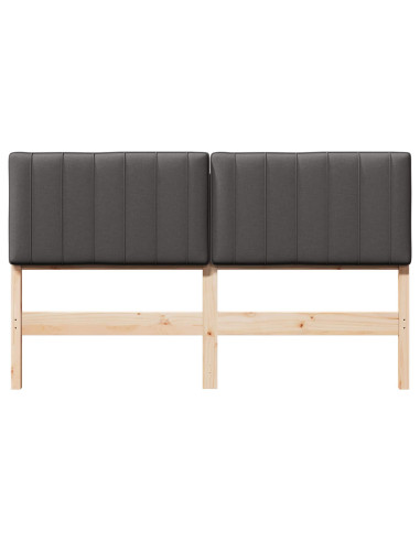 Testiera imbottita Marrone e grigio scuro 150 cm Pino massello