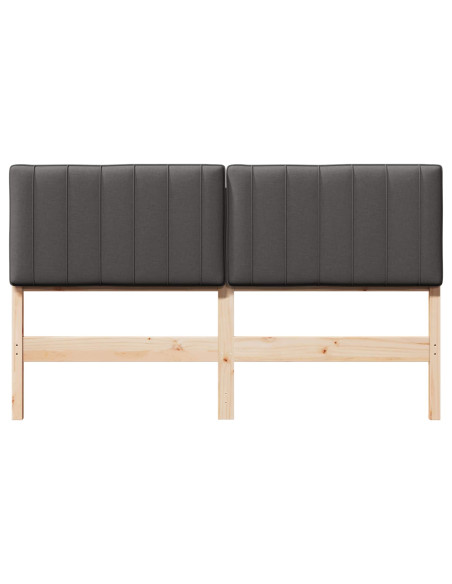 Testiera imbottita Marrone e grigio scuro 150 cm Pino massello