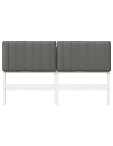 Testiera imbottita Bianco e grigio chiaro 150 cm Pino massello