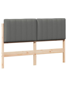 Testiera imbottita Marrone e Grigio Chiaro 140 cm Pino massello 2