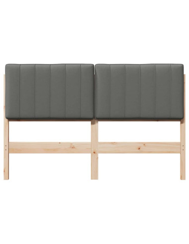 Testiera imbottita Marrone e Grigio Chiaro 140 cm Pino massello