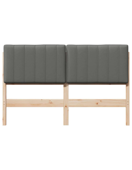 Testiera imbottita Marrone e Grigio Chiaro 140 cm Pino massello