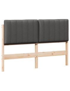 Testiera imbottita Marrone e grigio scuro 140 cm Pino massello 2