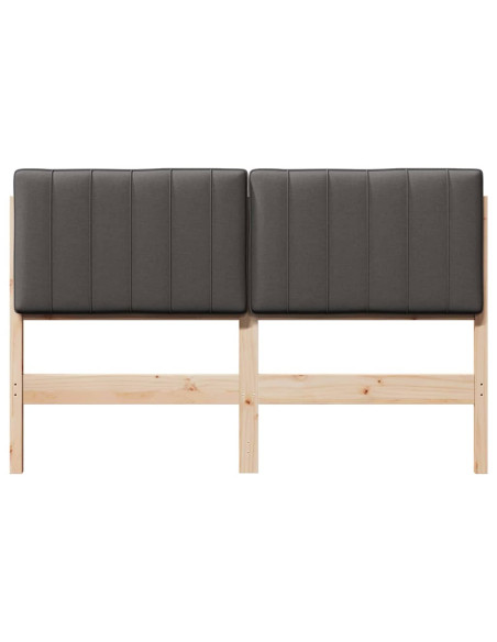 Testiera imbottita Marrone e grigio scuro 140 cm Pino massello