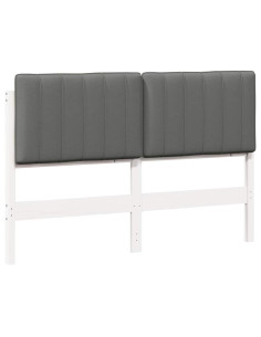 Testiera imbottita Bianco e grigio chiaro 140 cm Pino massello 2