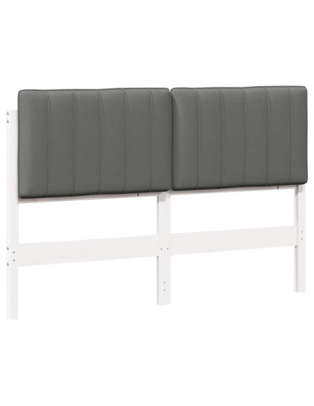 Testiera imbottita Bianco e grigio chiaro 140 cm Pino massello