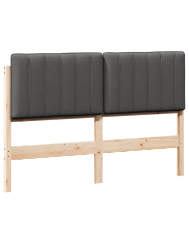 Testiera imbottita Marrone e grigio scuro 135 cm Pino massello