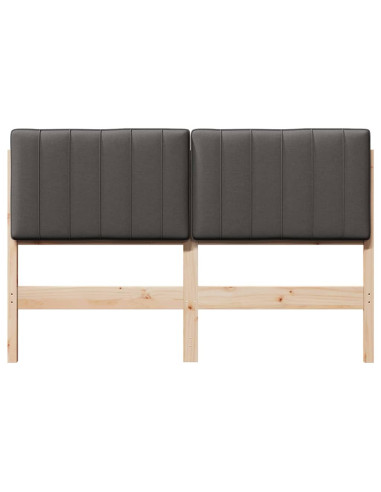 Testiera imbottita Marrone e grigio scuro 135 cm Pino massello