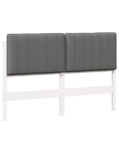 Testiera imbottita Bianco e grigio chiaro 135 cm Pino massello