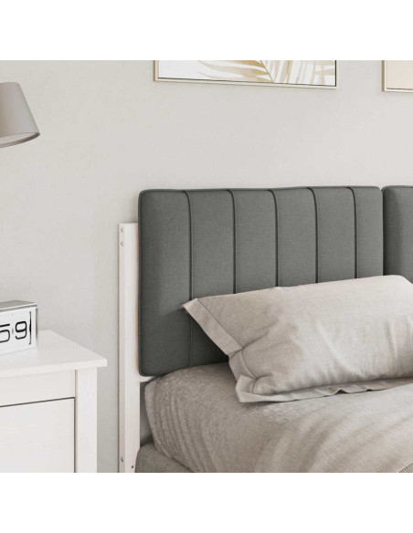 Testiera imbottita Bianco e grigio chiaro 135 cm Pino massello