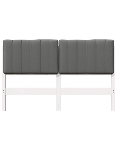 Testiera imbottita Bianco e grigio chiaro 135 cm Pino massello