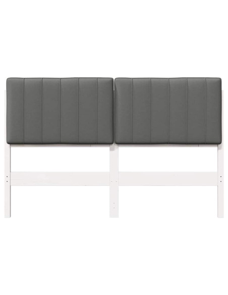 Testiera imbottita Bianco e grigio chiaro 135 cm Pino massello
