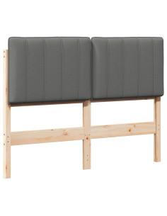 Testiera imbottita Marrone e Grigio Chiaro 120 cm Pino massello 2