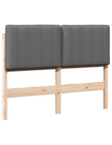 Testiera imbottita Marrone e Grigio Chiaro 120 cm Pino massello
