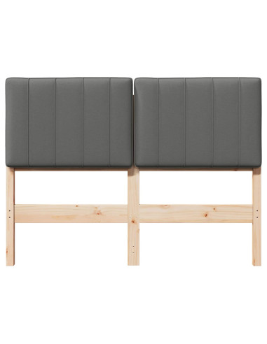 Testiera imbottita Marrone e Grigio Chiaro 120 cm Pino massello