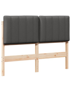 Testiera imbottita Marrone e grigio scuro 120 cm Pino massello 2