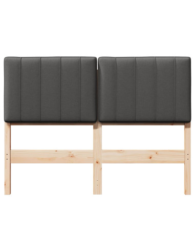 Testiera imbottita Marrone e grigio scuro 120 cm Pino massello