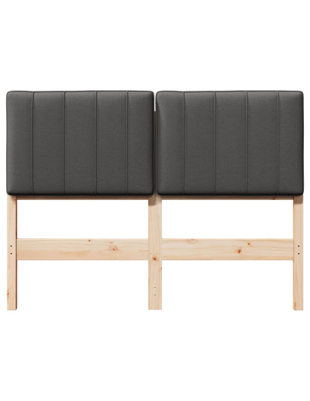 Testiera imbottita Marrone e grigio scuro 120 cm Pino massello