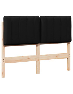 Testiera imbottita Marrone e Nero 120 cm Pino massello 2