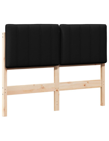 Testiera imbottita Marrone e Nero 120 cm Pino massello