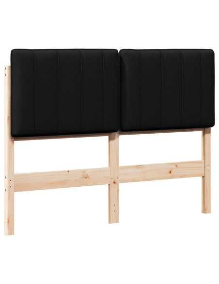 Testiera imbottita Marrone e Nero 120 cm Pino massello
