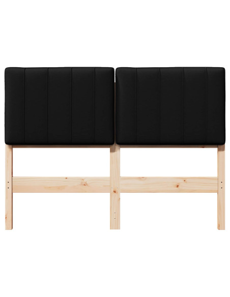 Testiera imbottita Marrone e Nero 120 cm Pino massello